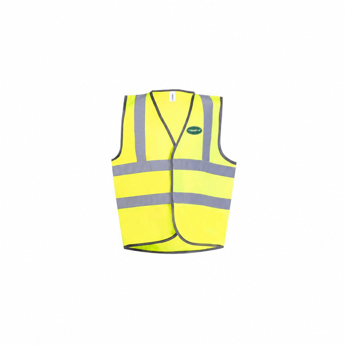 Hi-Vis ChippeD-uP Children's Waistcoat with a 60 mm ChippeD-uP badge on the wearer's left chest; shown in yellow, with yellow and orange available.