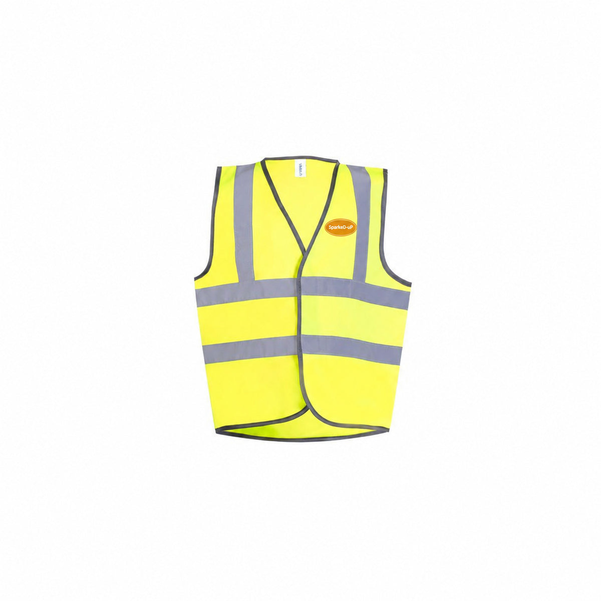 Hi-Vis SparkeD-uP Children's Waistcoat with a 60 mm SparkeD-uP badge on the wearer's left chest; shown in yellow, with yellow and orange available.