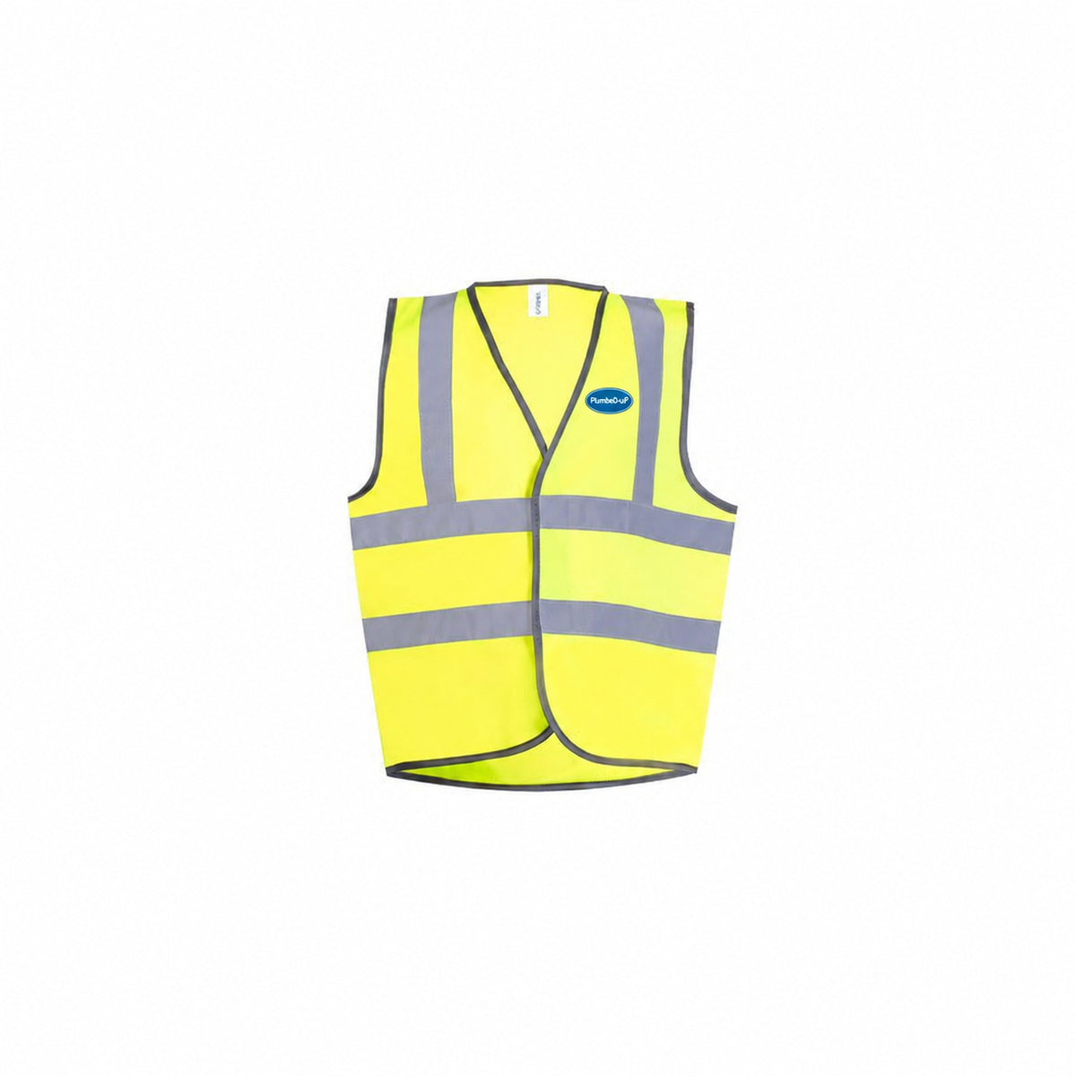 Hi-Vis PlumbeD-uP Children's Waistcoat with a 60 mm PlumbeD-uP badge on the wearer's left chest; shown in yellow, with yellow and orange available.