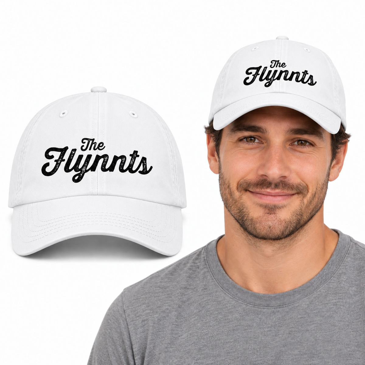 The Flynnts Baseball Cap - Uneek UC432 in White – The Flynnts logo mockup