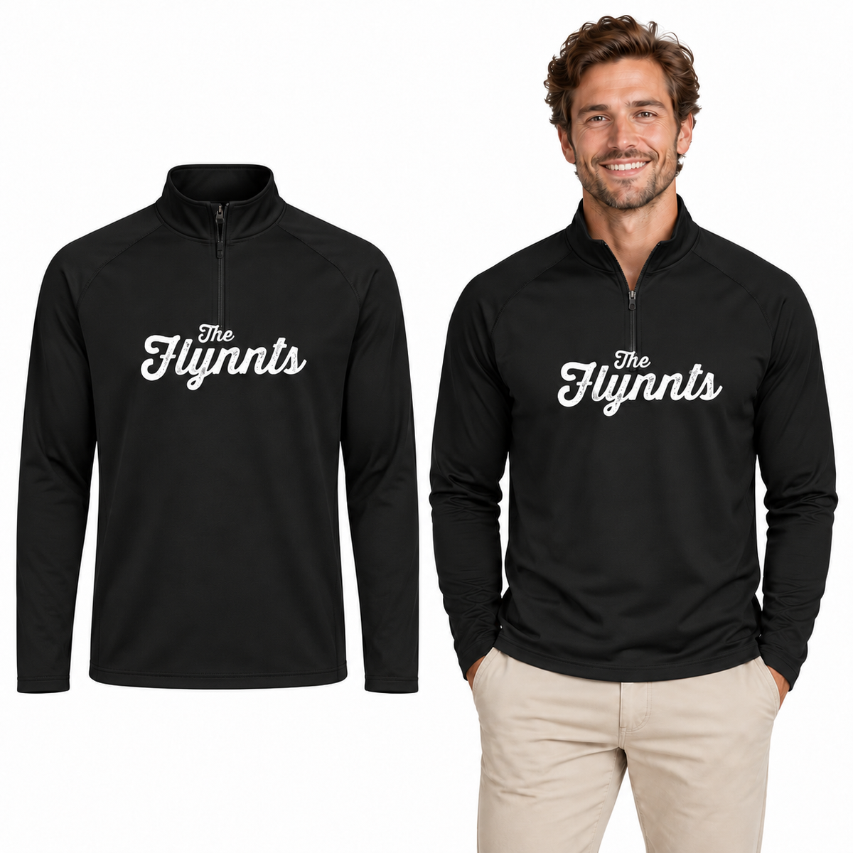 The Flynnts Quarter-Zip Top in Black – The Flynnts logo mockup