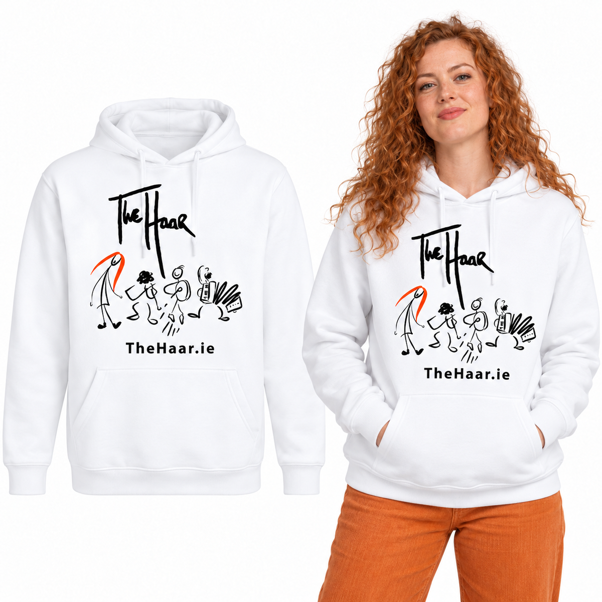 The Haar Classic Hoodie - Uneek UC502 in White - The Haar artwork garment and model mockup
