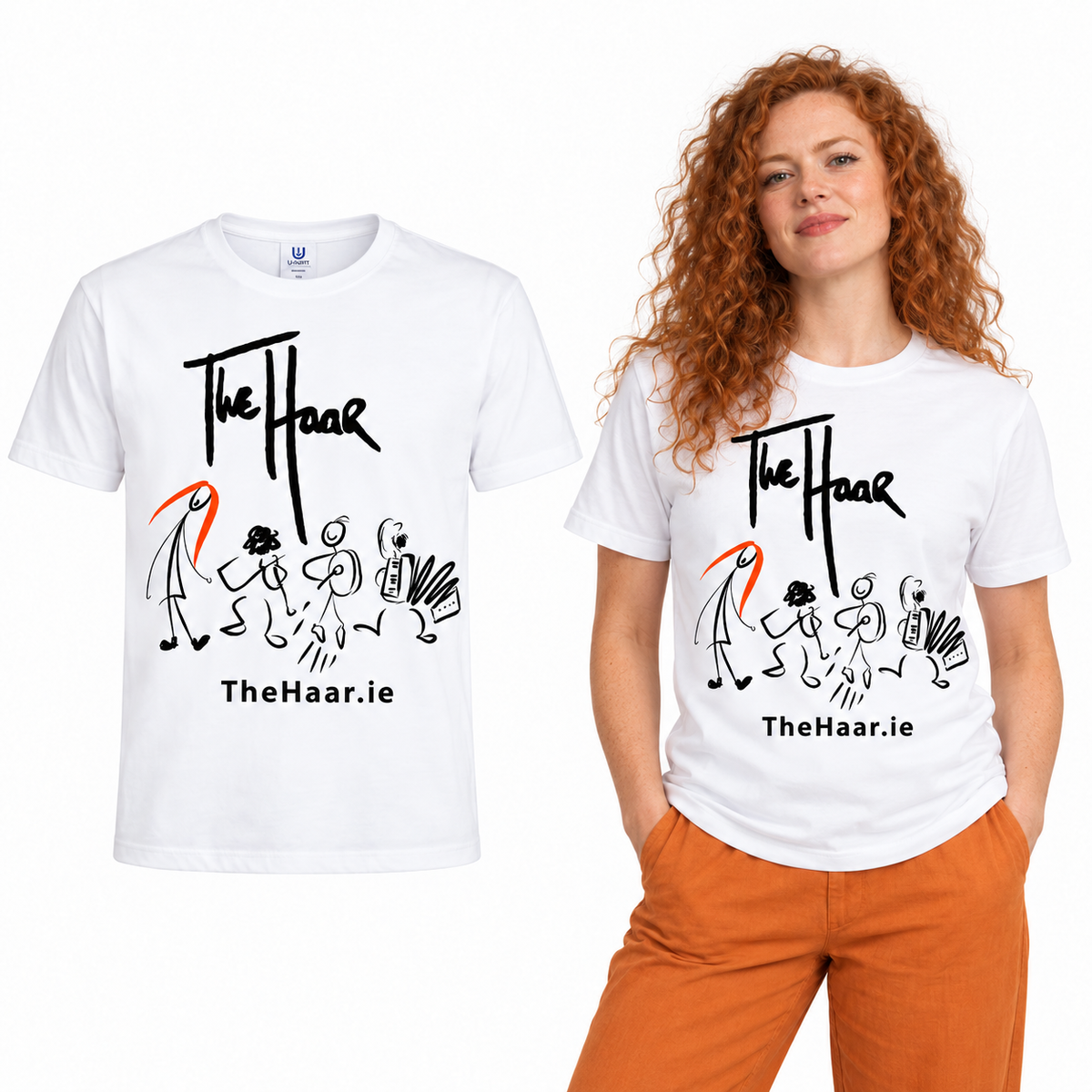 The Haar Cotton T-Shirt - Uneek UC301 in White - The Haar artwork garment and model mockup
