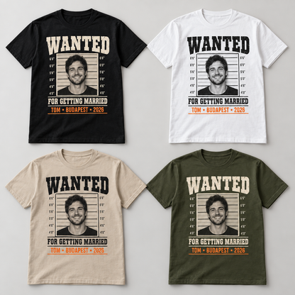 Personalised Wanted Mugshot Stag Do T-Shirt