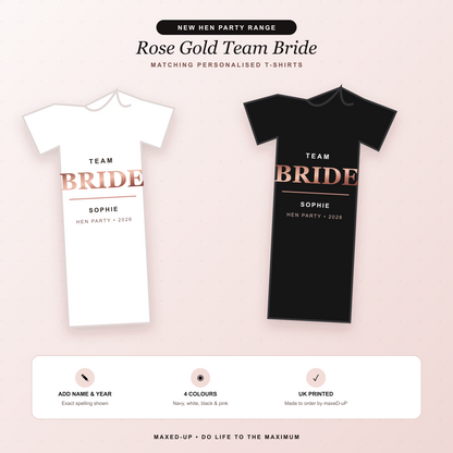 Rose Gold Team Bride Hen Party T-Shirt