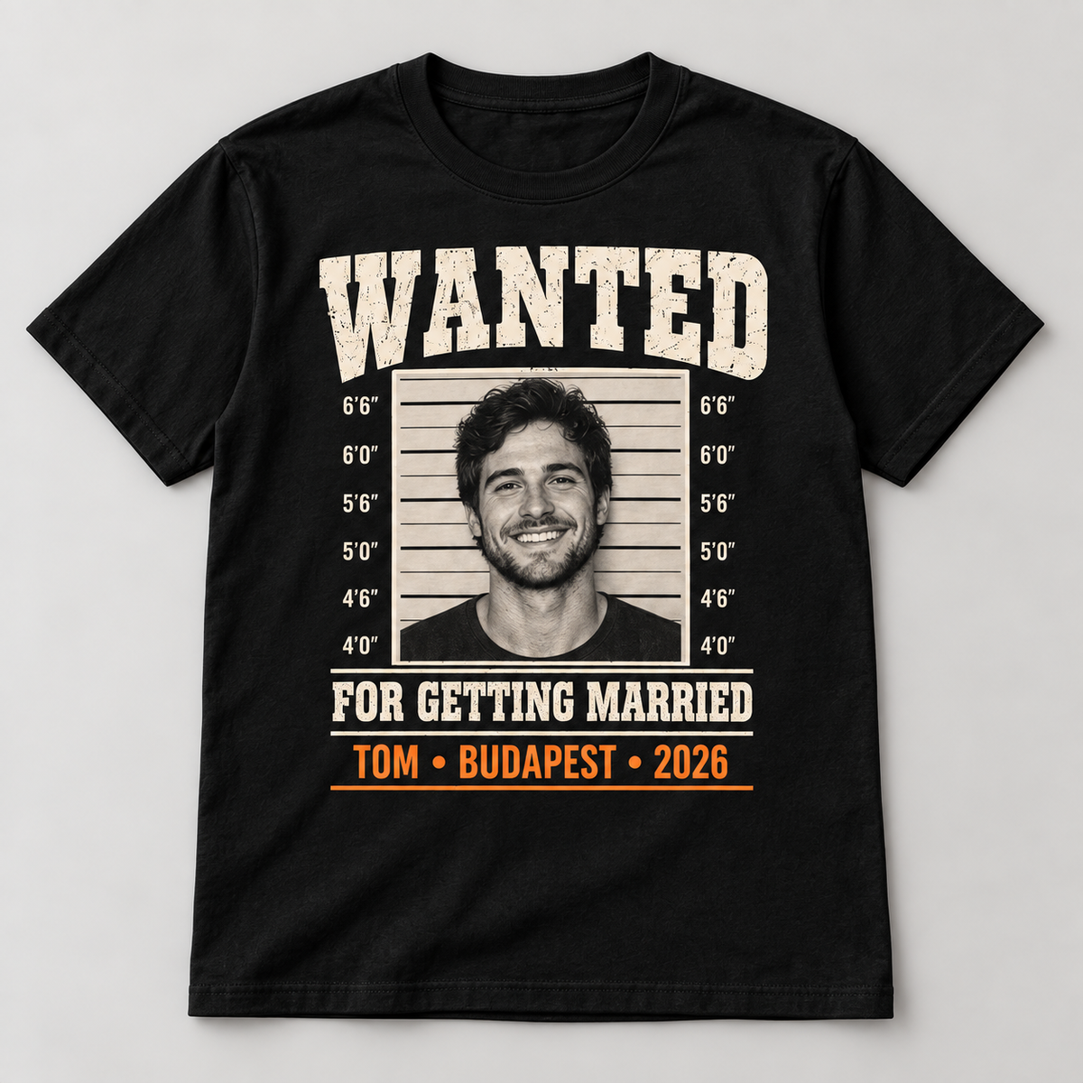 Personalised Wanted Mugshot Stag Do T-Shirt