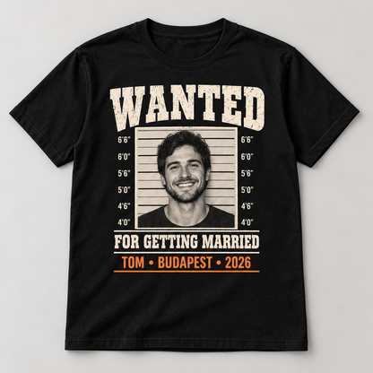 Personalised Wanted Mugshot Stag Do T-Shirt