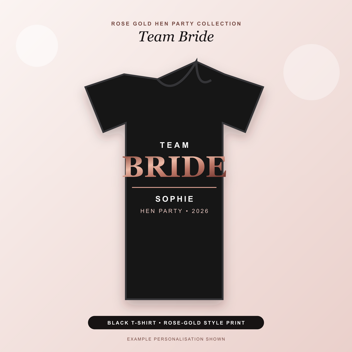 Rose Gold Team Bride Hen Party T-Shirt