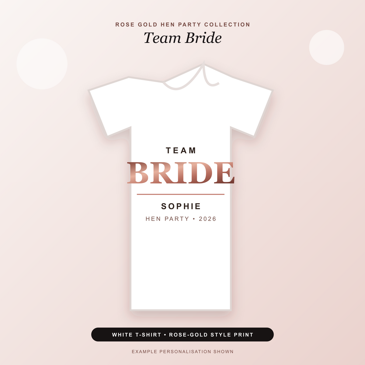 Rose Gold Team Bride Hen Party T-Shirt