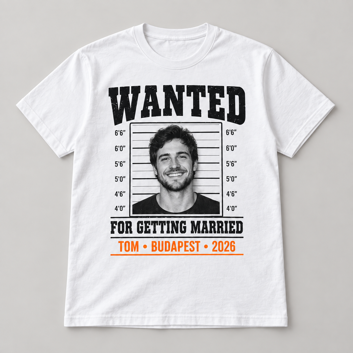 Personalised Wanted Mugshot Stag Do T-Shirt