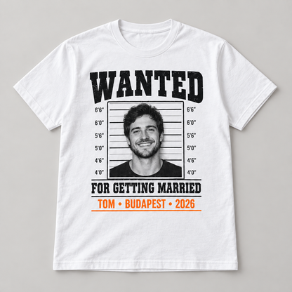 Personalised Wanted Mugshot Stag Do T-Shirt