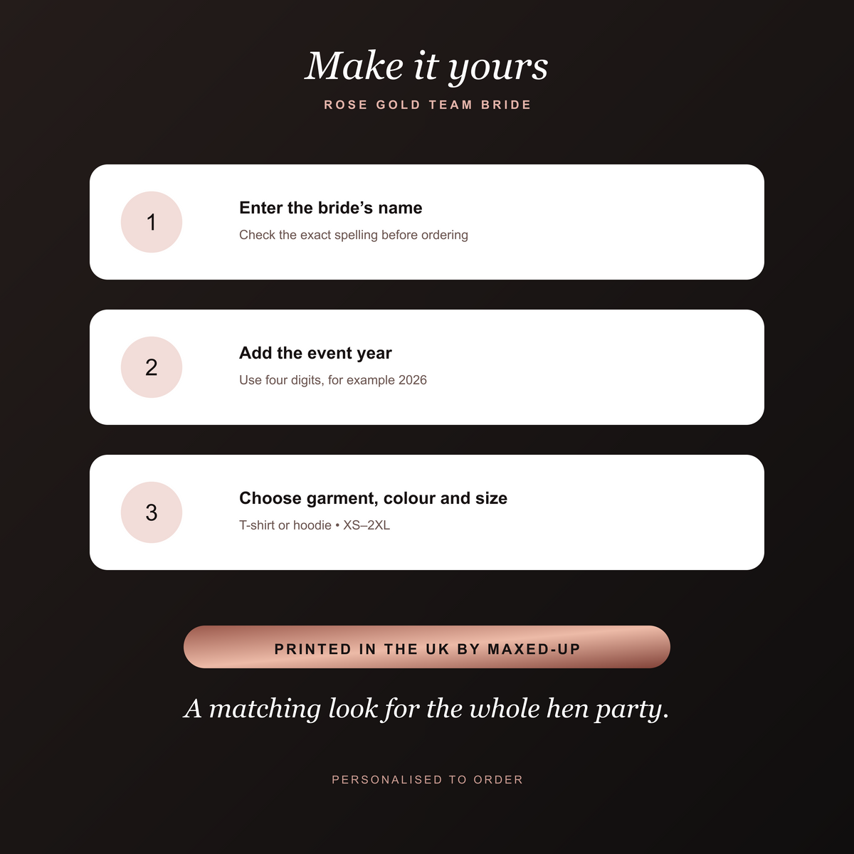 Rose Gold Team Bride Hen Party T-Shirt
