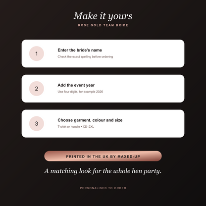 Rose Gold Team Bride Hen Party T-Shirt