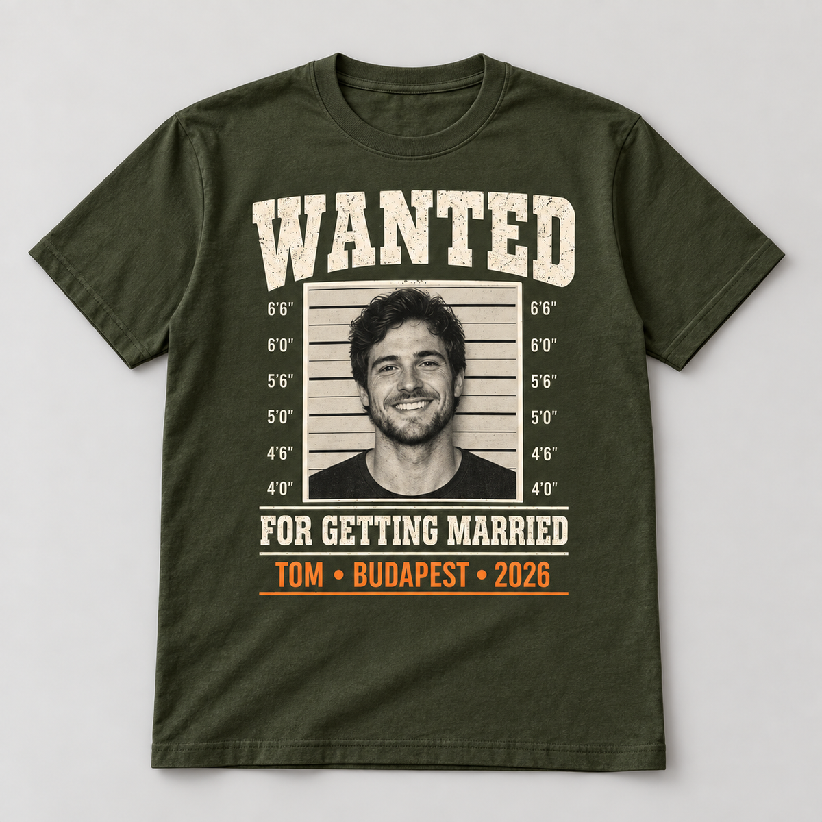 Personalised Wanted Mugshot Stag Do T-Shirt