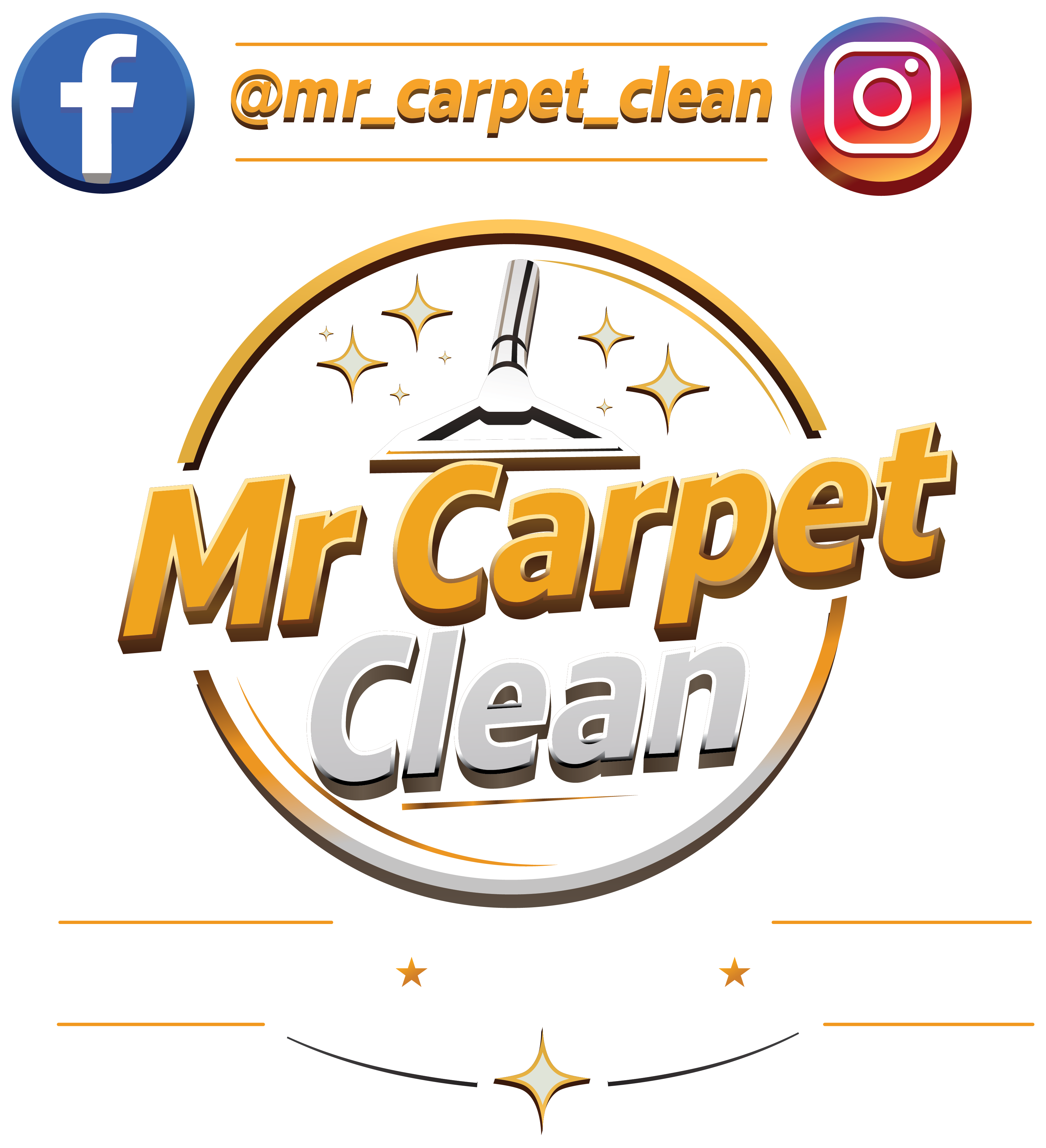 Full Mr Carpet Clean logo with social media handle and cleaning services strapline
