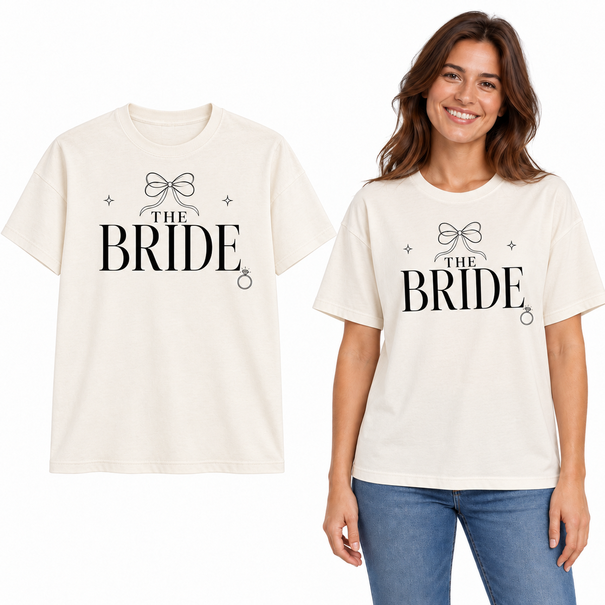 The Bride Bow & Ring Oversized Hen Party T-Shirt
