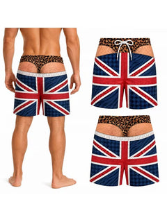 British flag novelty beach shorts, printed design