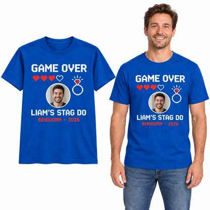 Personalised Game Over Photo Stag Do T-Shirt