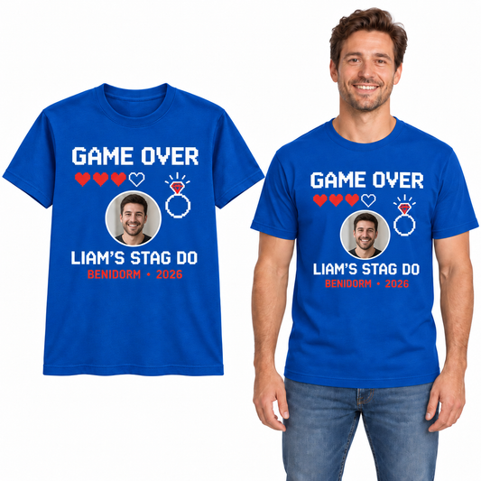Personalised Game Over Photo Stag Do T-Shirt