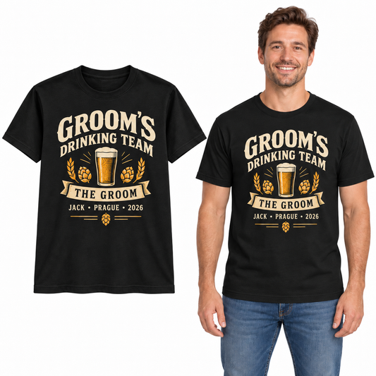 Personalised Groom’s Drinking Team Stag Do T-Shirt