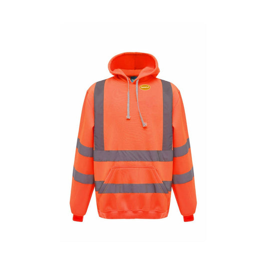 Hi-Vis SparkeD-uP Hoodie with a 60 mm SparkeD-uP badge on the wearer's left chest; shown in orange, with yellow and orange available.