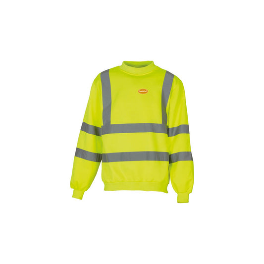 Hi-Vis SparkeD-uP Sweatshirt with a 60 mm SparkeD-uP badge on the wearer's left chest; shown in yellow, with yellow and orange available.