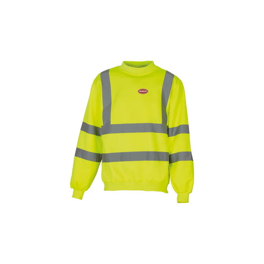 Hi-Vis BrickeD-uP Sweatshirt with a 60 mm BrickeD-uP badge on the wearer's left chest; shown in yellow, with yellow and orange available.