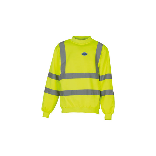 Hi-Vis RoofeD-uP Sweatshirt with a 60 mm RoofeD-uP badge on the wearer's left chest; shown in yellow, with yellow and orange available.