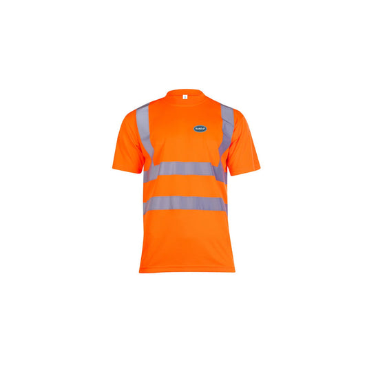 Hi-Vis RoofeD-uP T-Shirt with a 60 mm RoofeD-uP badge on the wearer's left chest; shown in orange, with yellow and orange available.