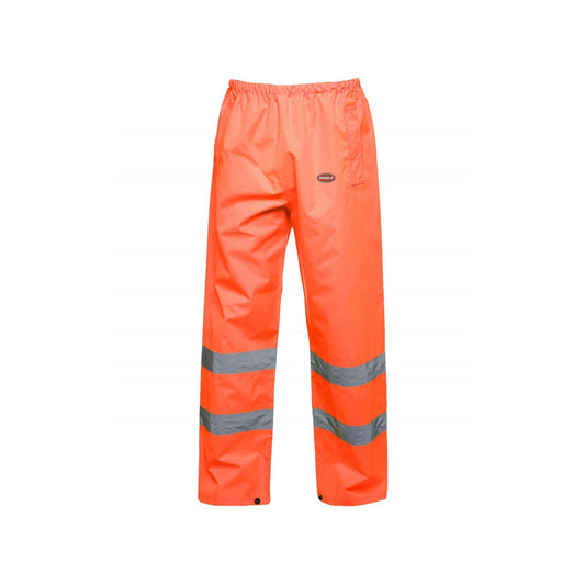 Hi-Vis BrickeD-uP Trousers with a 60 mm BrickeD-uP badge on the wearer's left leg; shown in orange, with yellow and orange available.