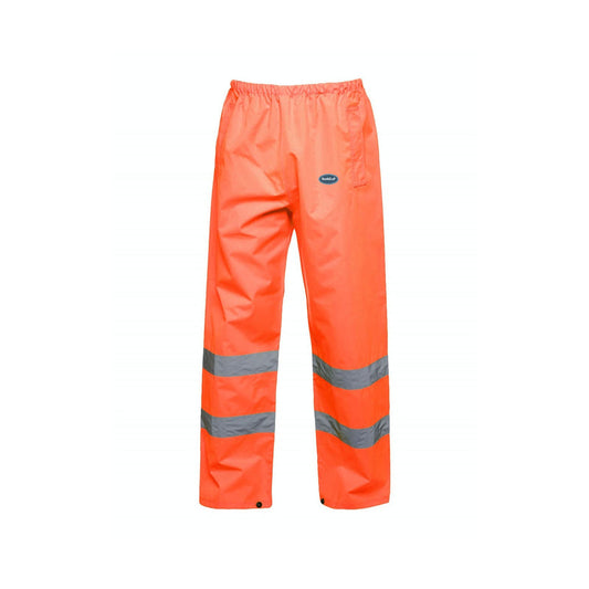 Hi-Vis RoofeD-uP Trousers with a 60 mm RoofeD-uP badge on the wearer's left leg; shown in orange, with yellow and orange available.