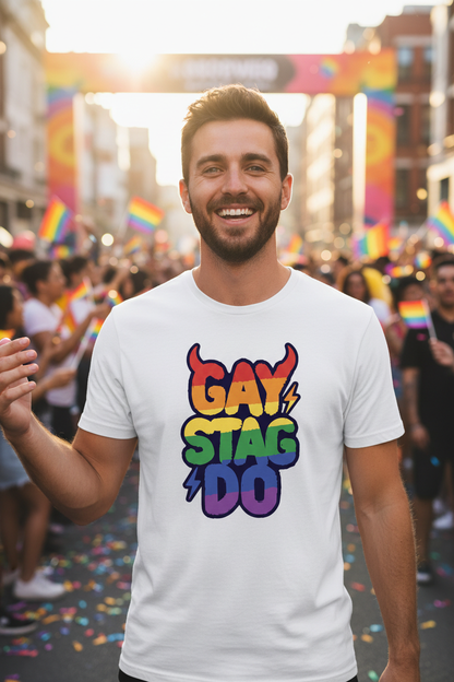 Gay Sten Do devil horns T-shirt lifestyle mockup – custom printed by maxeD-uP