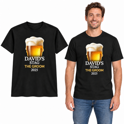 Personalised Lager Beer Glass Stag T-Shirt