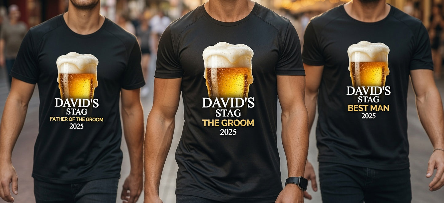 Personalised lager beer glass stag do T-shirt by maxeD-uP