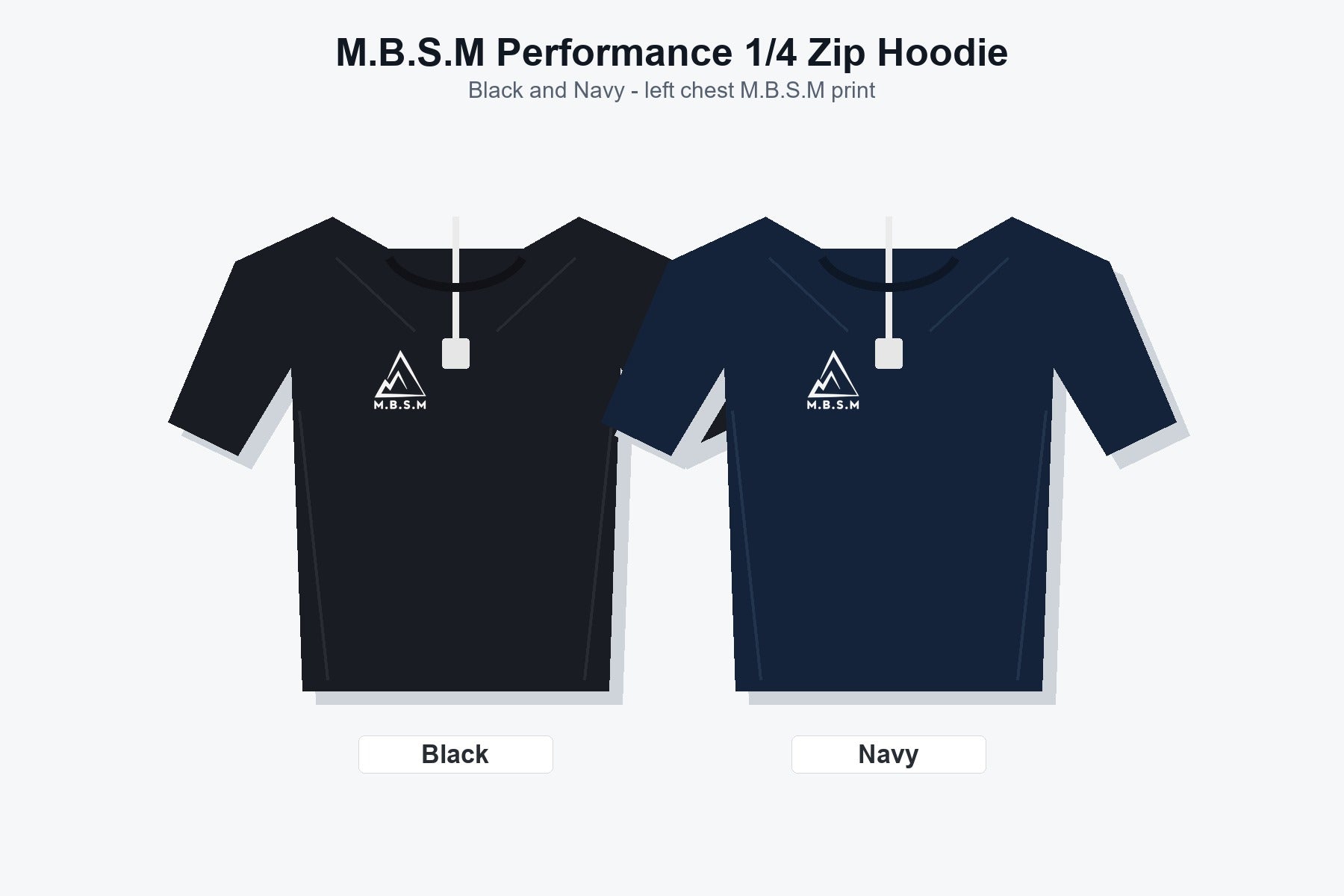 M.B.S.M Performance 1/4 Zip Hoodie - Black custom printed garment by maxeD-uP