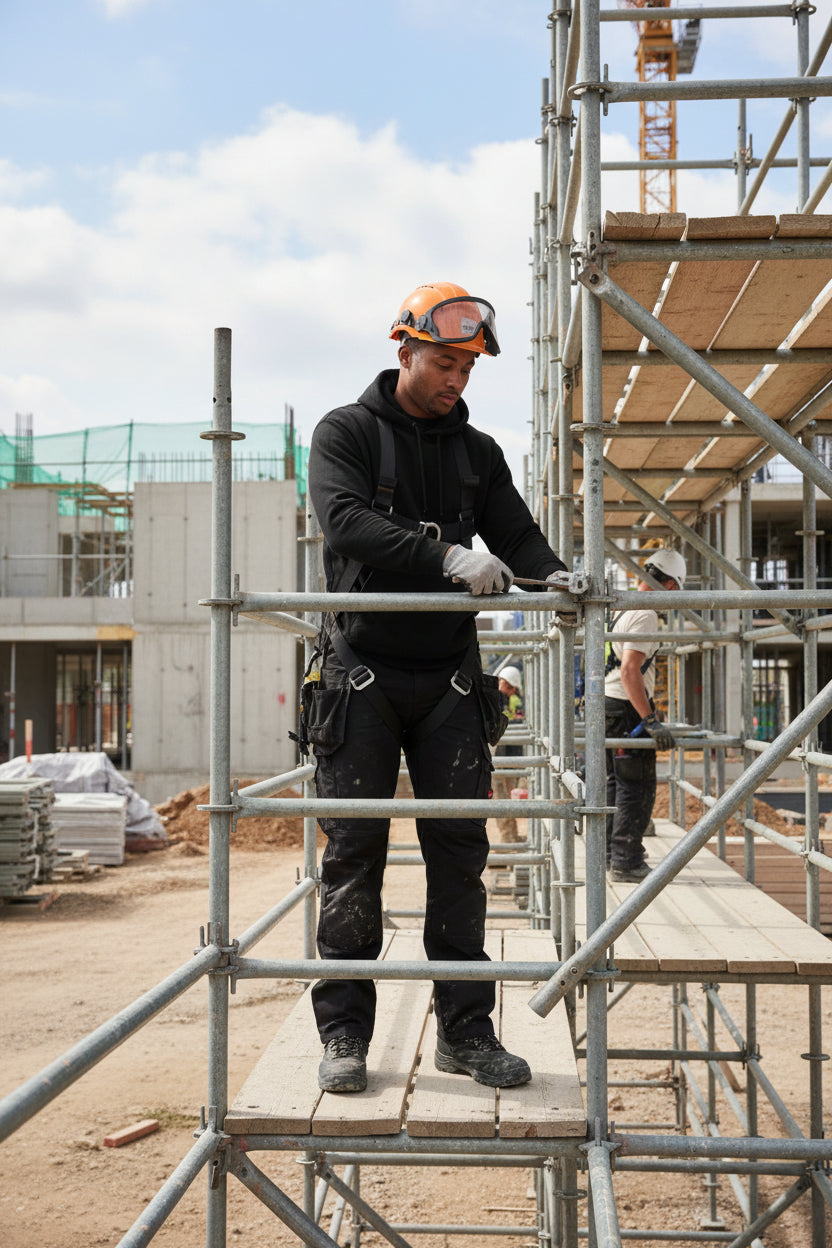 scaffolder wearing a scaff hoodie
