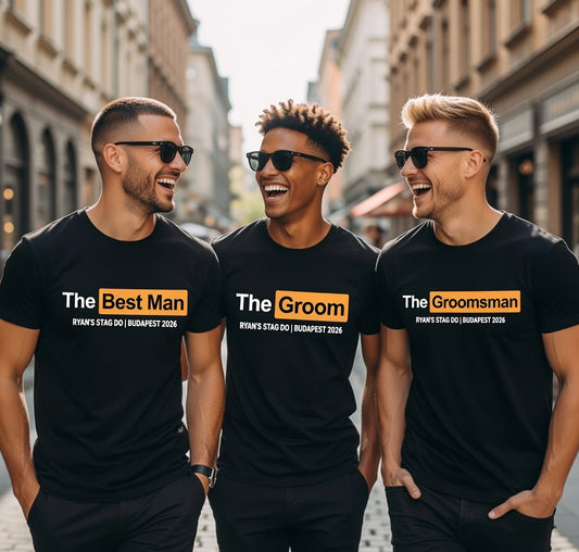 The Groom Best Man and Groomsman stag do T-shirts by maxeD-uP