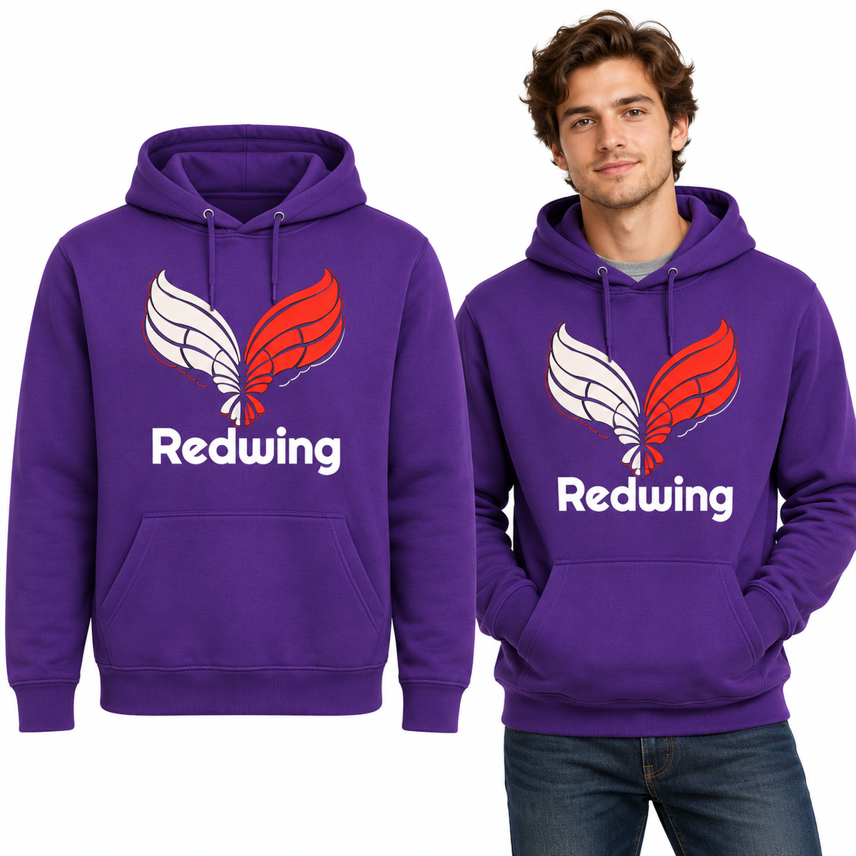 Redwing Classic Hoodie - Uneek UC502 in Purple - Redwing garment and model mockup