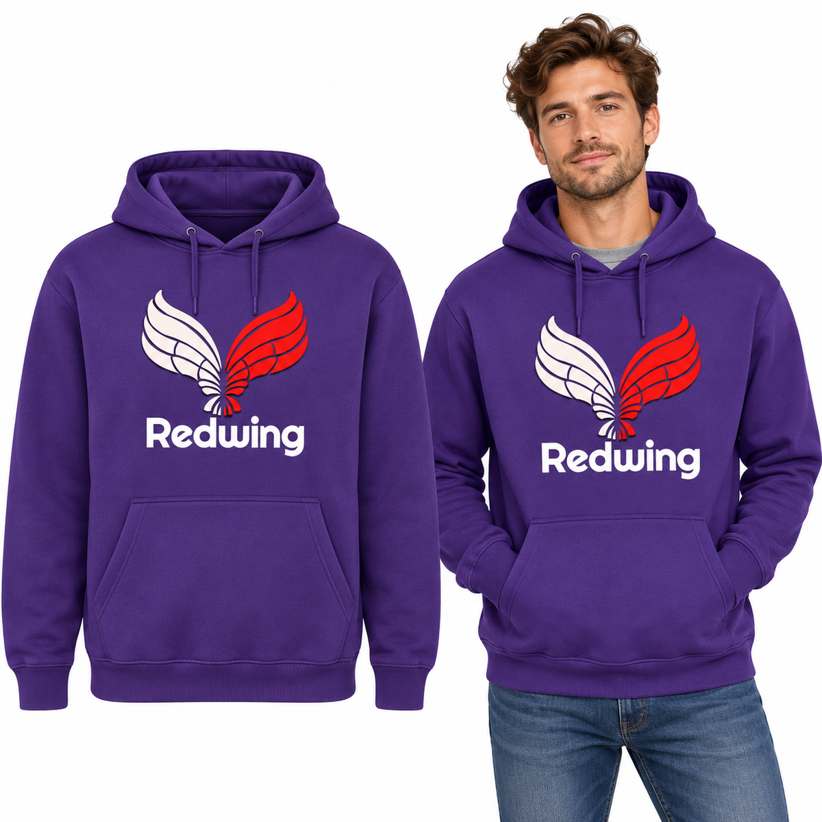 Redwing Classic Hoodie - Uneek UC502 in Violet - Redwing garment and model mockup