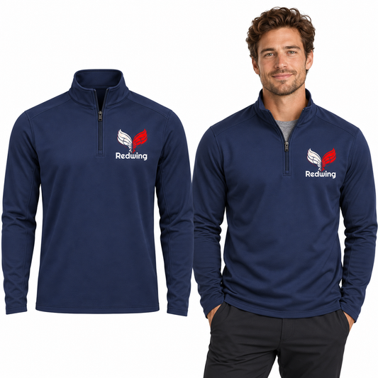 Redwing Quarter-Zip Top in Navy - Redwing garment and model mockup