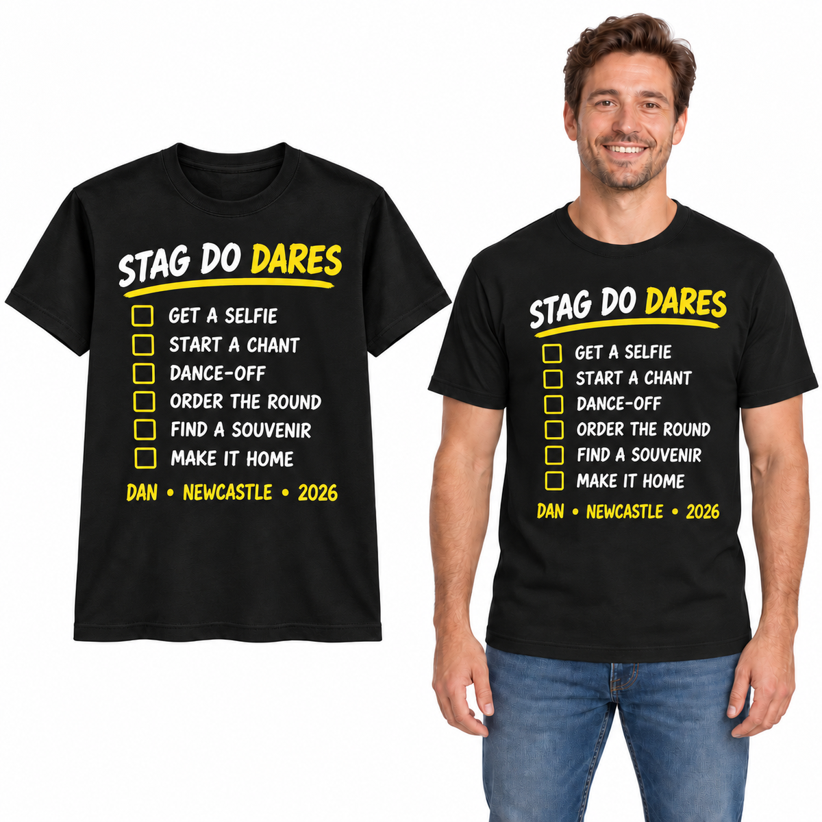 Personalised Stag Do Dares Checklist T-Shirt