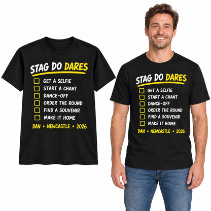 Personalised Stag Do Dares Checklist T-Shirt