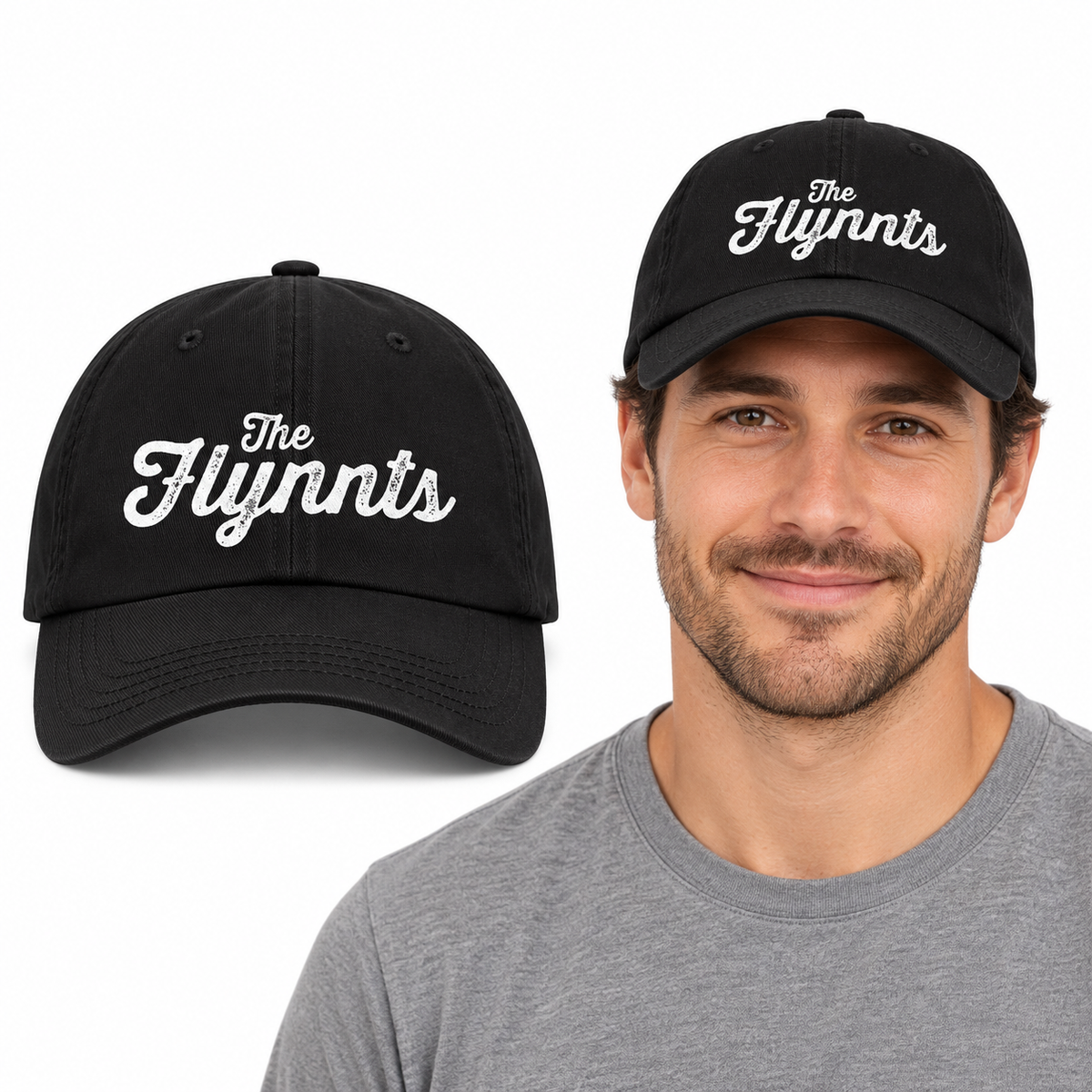 The Flynnts Baseball Cap - Uneek UC432 in Black – The Flynnts logo mockup