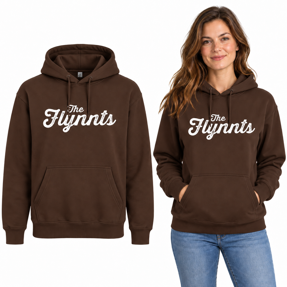 The Flynnts Classic Hoodie - Uneek UC502 in Brown – The Flynnts logo mockup
