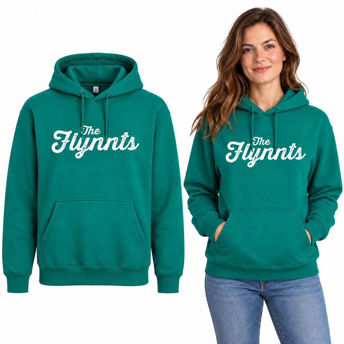 The Flynnts Classic Hoodie - Uneek UC502 in Jade – The Flynnts logo mockup