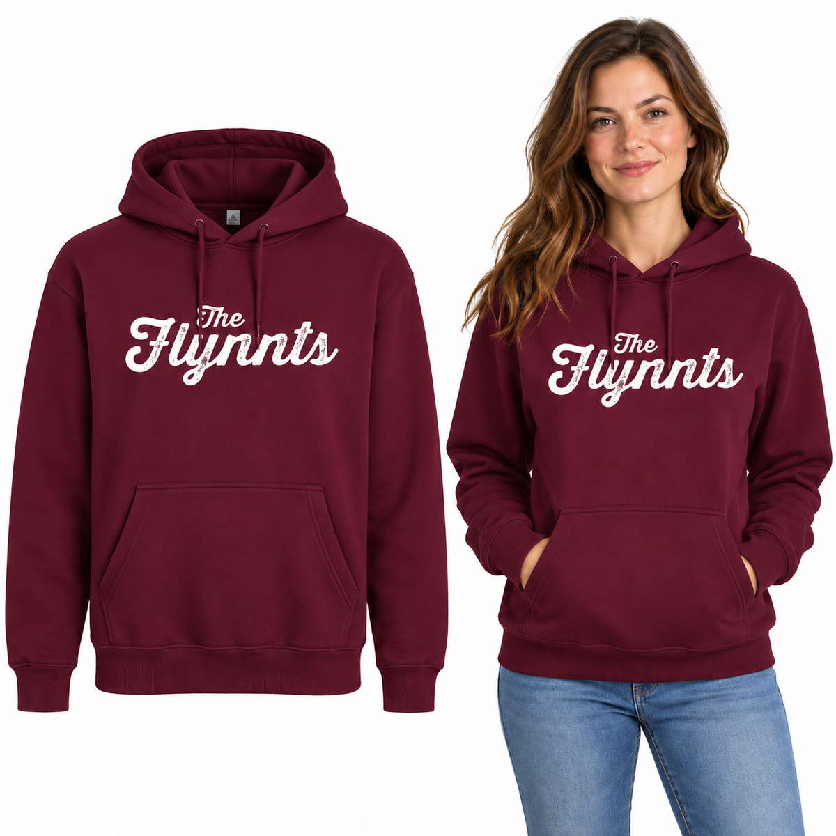 The Flynnts Classic Hoodie - Uneek UC502 in Maroon – The Flynnts logo mockup