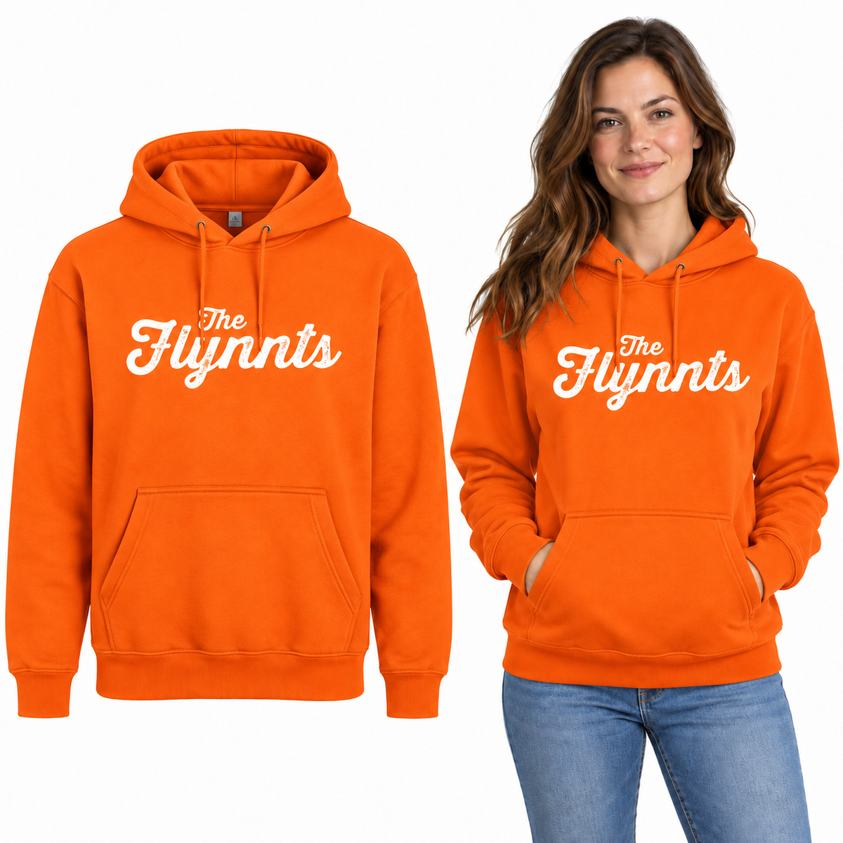 The Flynnts Classic Hoodie - Uneek UC502 in Orange – The Flynnts logo mockup