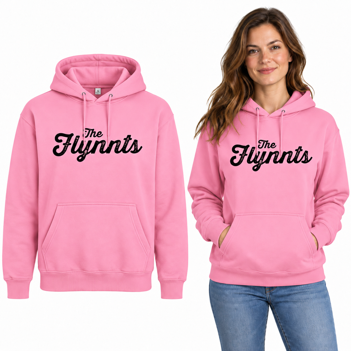 The Flynnts Classic Hoodie - Uneek UC502 in Pink – The Flynnts logo mockup