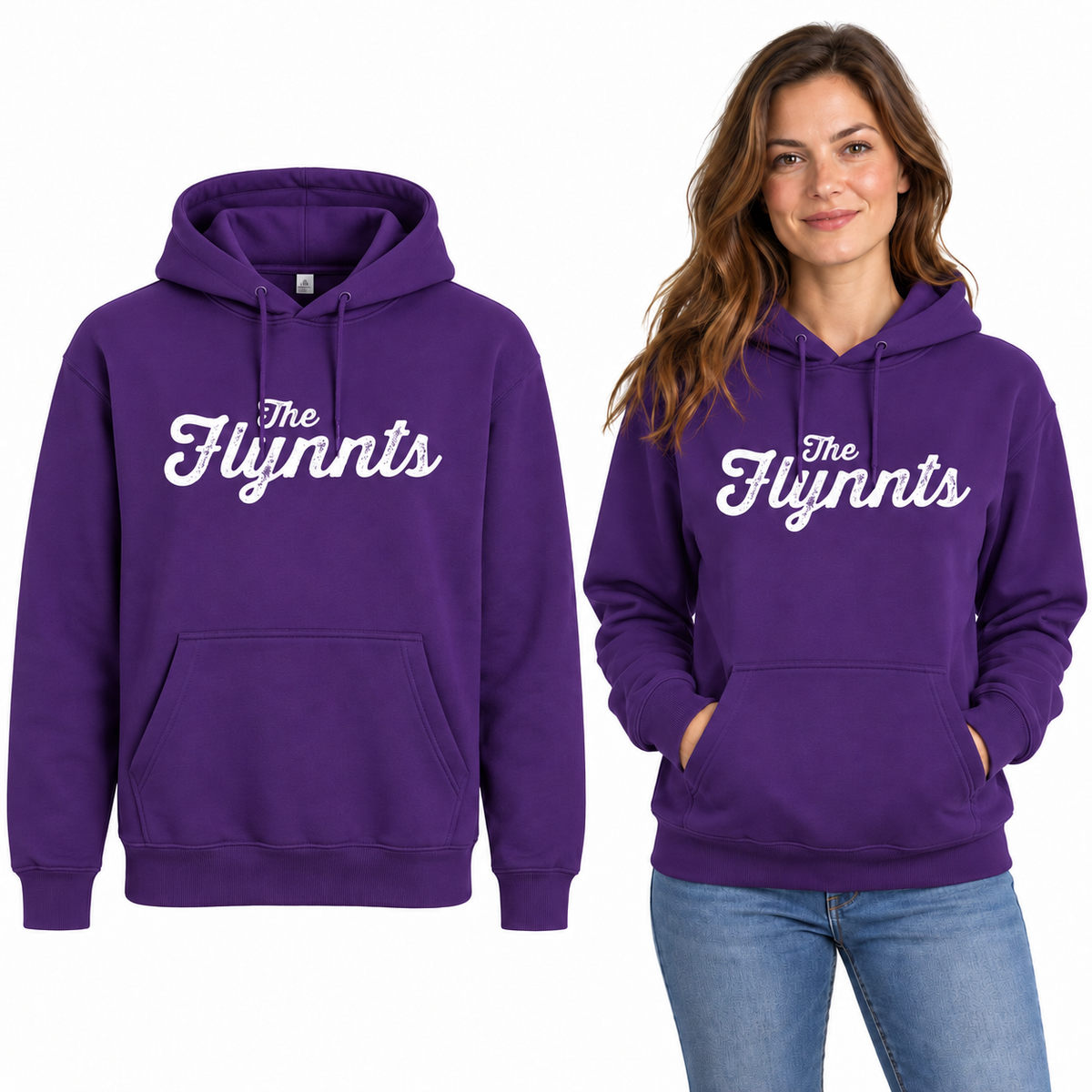 The Flynnts Classic Hoodie - Uneek UC502 in Purple – The Flynnts logo mockup