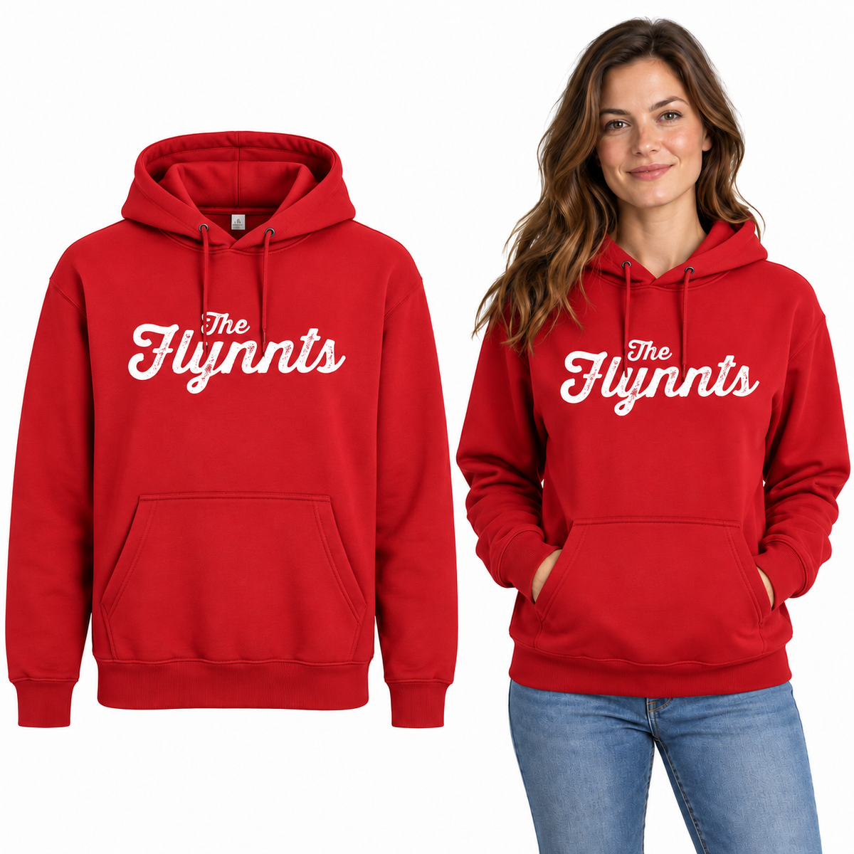 The Flynnts Classic Hoodie - Uneek UC502 in Red – The Flynnts logo mockup